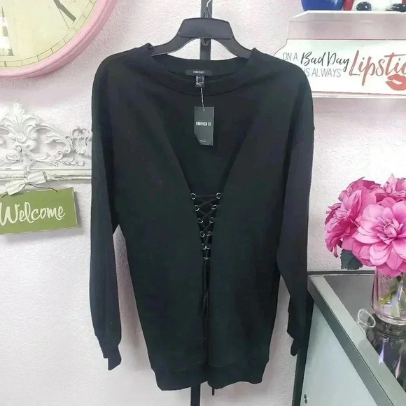 NWT Forever 21 Corset Front Sweatshirt - Picture 1 of 4